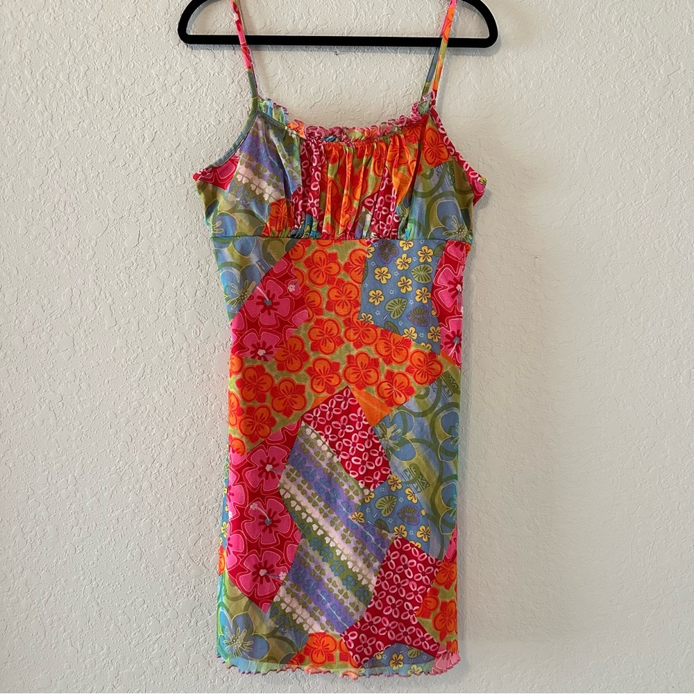 Mesh Patchwork Floral Dress